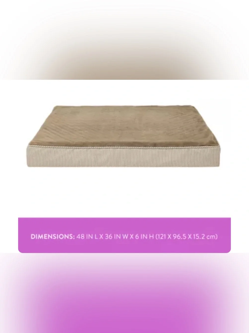Top Paw® Orthopedic Mattress Dog Bed, Brown/Grey/Tan, 38x30